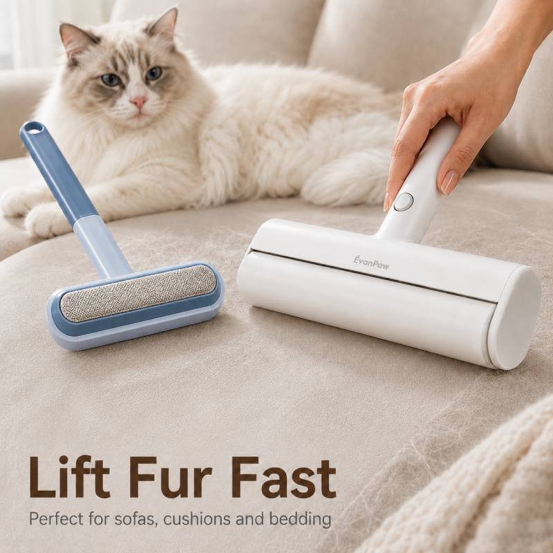 EvanPaw Pet Hair Removal Kit – 16cm Lint Roller & Reusable Brush